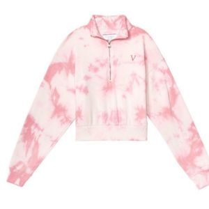 Victoria Secret sweatshirt pink tye dye pattern half-zip cropped